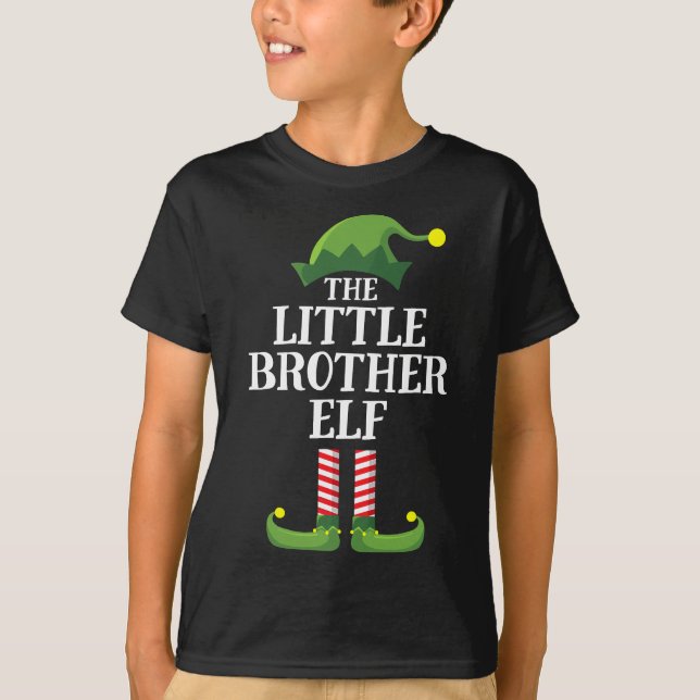 Little Brother Elf Matching Family Group jul T Shirt (Framsida)
