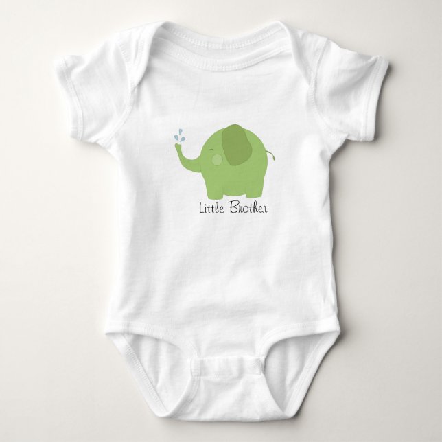 Little Brother eller Sister Grönt Elephant Baby T-shirt (Framsida)