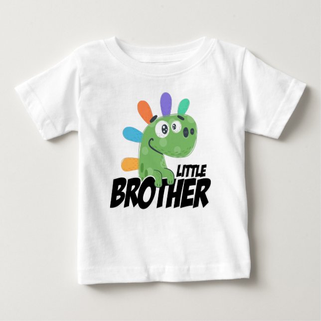 Little Brother Rainbow Dinosaur T Shirt (Framsida)