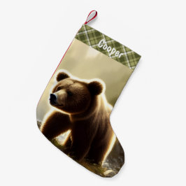 Little Brown Bear Wildlife Porträtt Personlig Liten Julstrumpa