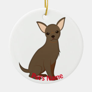Little Brown Chihuahua Julgransprydnad Keramik