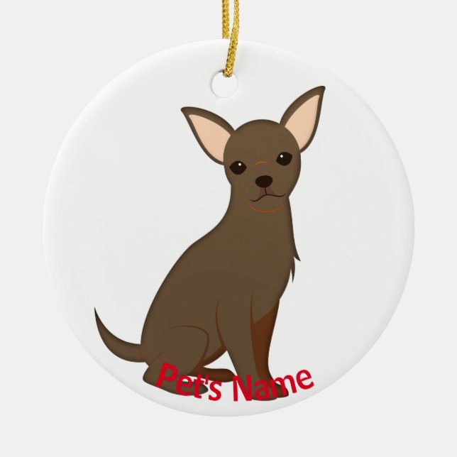 Little Brown Chihuahua Julgransprydnad Keramik (Framsidan)