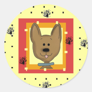 Little Brown Doggie Tshirts och Gifts Runt Klistermärke