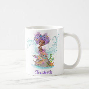 Little Brown Sjöjungfru Watercolor Coffee Mugg