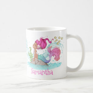 Little Brown Sjöjungfru Watercolor Coffee Mugg