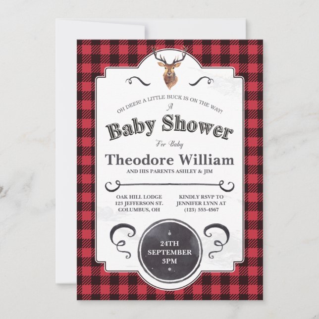 Little Buck - Woodland Baby Shower-inbjudan Inbjudningar (Framsida)