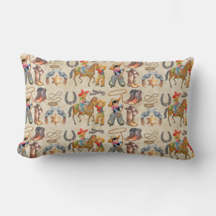 Little Buckaroo Cowboy Add Boy's Namn 2 Sides Lumbarkudde