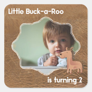 Little Buckaroo Second Birthday Bild Fyrkantigt Klistermärke