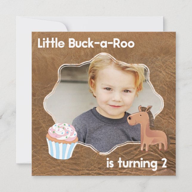 Little Buckaroo Second Birthday Bild Inbjudningar (Framsida)