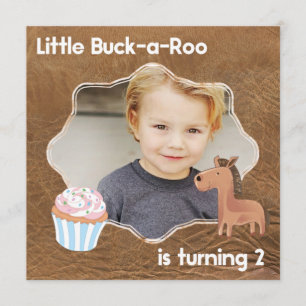 Little Buckaroo Second Birthday Bild Inbjudningar