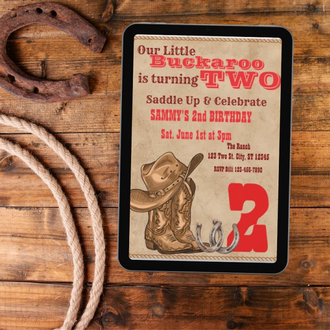 Little Buckaroo Two, Western 2nd Birthday Inbjudningar (Skapare uppladdad)