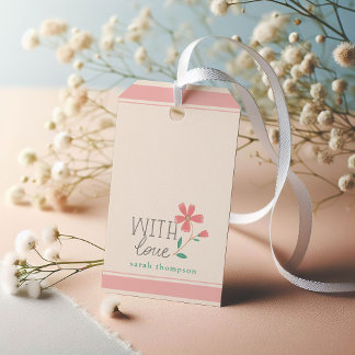 Little Bud Blommigt Hand Lettering Presentetikett