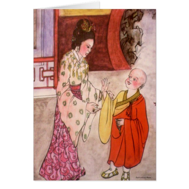 Little Buddhist Munk Card Hälsningskort (Framsidan)