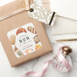 Little Bun in the Oven Bakery Pastries Baby Shower Fyrkantigt Klistermärke