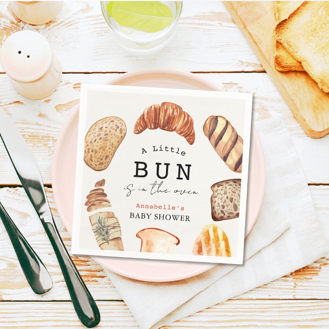 Little Bun in the Oven Bakery Pastries Baby Shower Pappersservett (Skapare uppladdad)