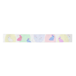 Little bunnies pink, rose, white on satin ribbon s