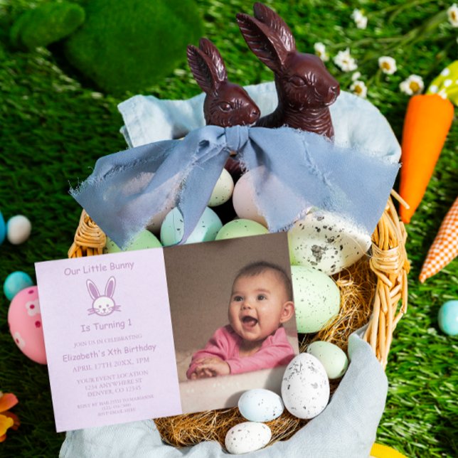 Little Bunny 1st Birthday Inbjudningar (Skapare uppladdad)