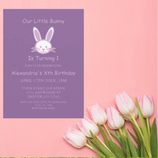 Little Bunny 1st Birthday Inbjudningar (Skapare uppladdad)