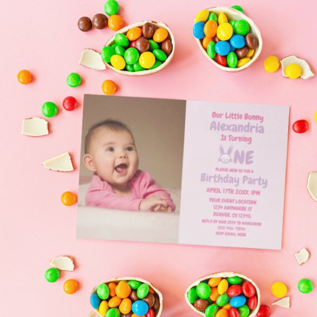 Little Bunny 1st Birthday Inbjudningar (Skapare uppladdad)