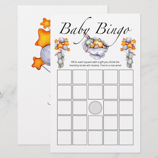 Little bunny baby bingo-spel (Fram/baksida)