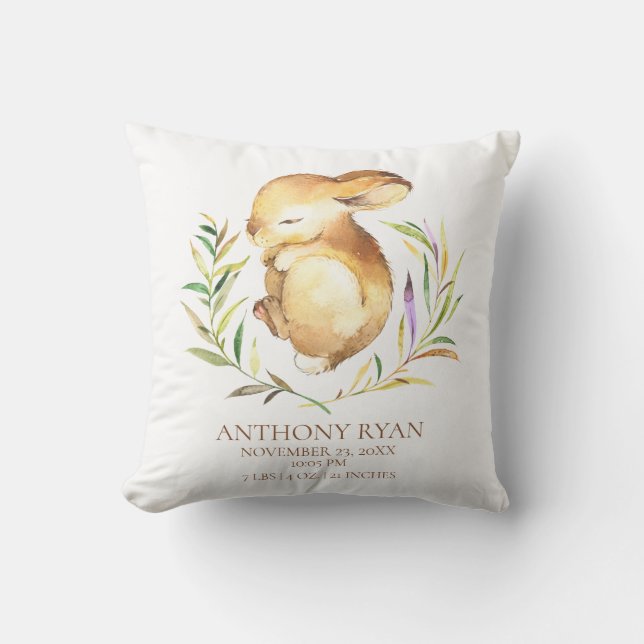 Little Bunny Baby Birth Stats Pillow Kudde (Framsida)