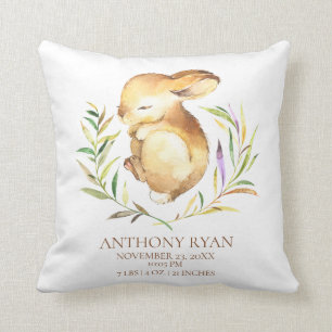 Little Bunny Baby Birth Stats Pillow Kudde