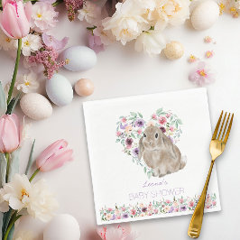 Little Bunny Baby Shower Blommigt Kärlek Heart Pappersservett