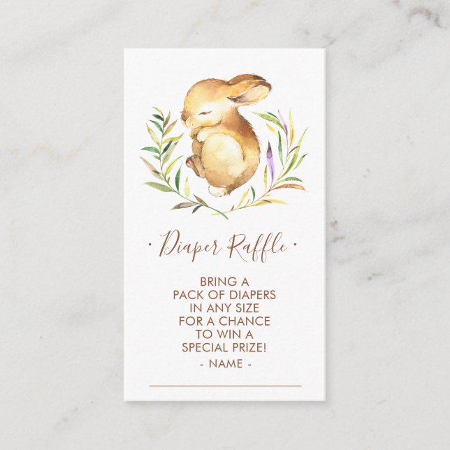 Little Bunny Baby Shower Diaper Raffle Biljett Tilläggskort (Framsida)