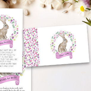 Little Bunny Baby Shower Diaper Raffle Blommigt Tilläggskort