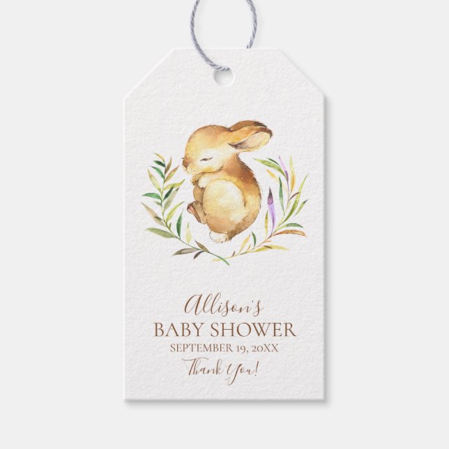 Little Bunny Baby Shower Favor Gift Märkre Presentetikett (Framsidan)