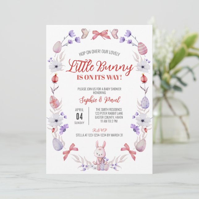Little Bunny Baby Shower, Påsk Baby Shower Inbjudningar (Stående Fram)