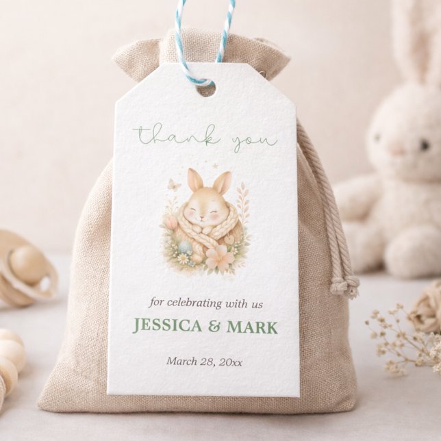 Little Bunny Baby Shower Thank You Presentetikett (Skapare uppladdad)