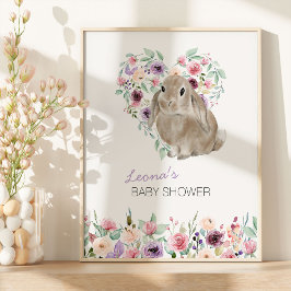Little Bunny Blommigt Kärlek Heart Välkommen Poster