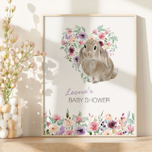 Little Bunny Blommigt Kärlek Heart Välkommen Poster