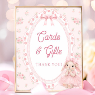Little Bunny Bow Baby Shower-kort och presenter Poster