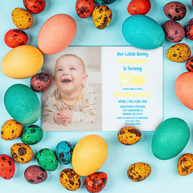 Little Bunny Boy 1st Birthday Inbjudningar (Skapare uppladdad)