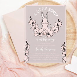 Little Bunny Cute Rosa Blommigt Baby Shower Inbjudningar