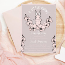 Little Bunny Cute Rosa Blommigt Baby Shower