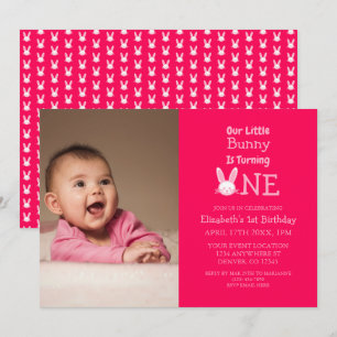Little Bunny First Birthday Inbjudningar