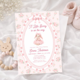 Little Bunny Floral Girl Baby Shower Invitation Inbjudningar