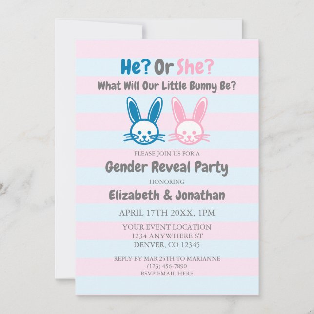 Little Bunny Gender Reveal Inbjudningar (Framsida)