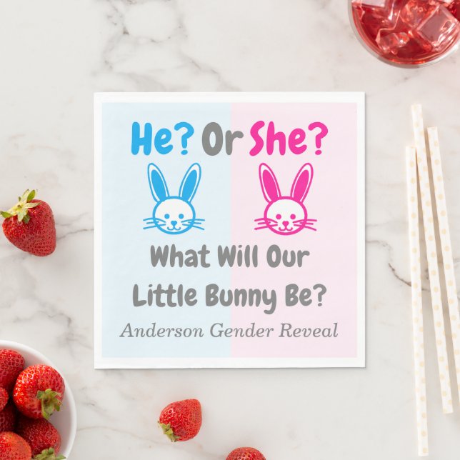 Little Bunny Gender Reveal Pappersservett (Insitu)