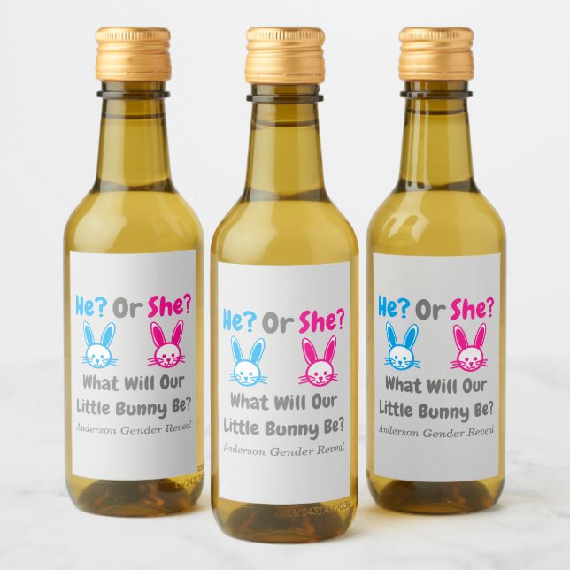 Little Bunny Gender Reveal Vinetikett (Flaskor)