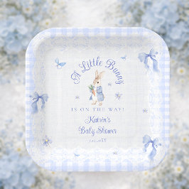 Little Bunny Gingham Blue Baby Shower