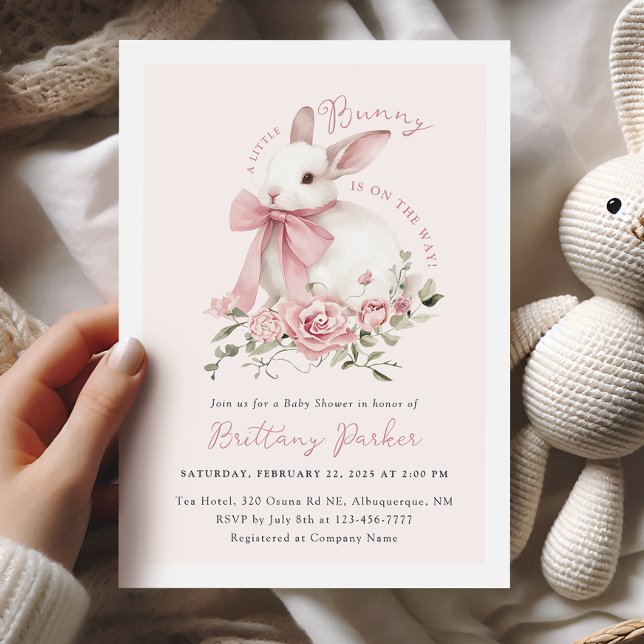 Little Bunny Girl Baby Shower-inbjudan Inbjudningar (Skapare uppladdad)