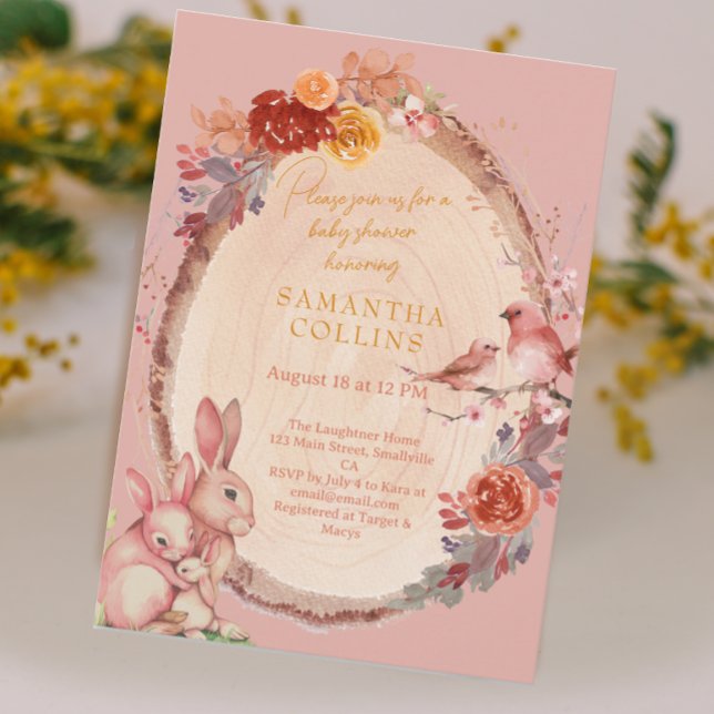 Little Bunny Girl Woodland Baby Shower Inbjudningar (Skapare uppladdad)