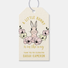 Little Bunny Gult Flower Baby Shower Presentetikett