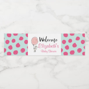 Little Bunny Holding a Balloon Baby Shower Vattenflaskor Etikett