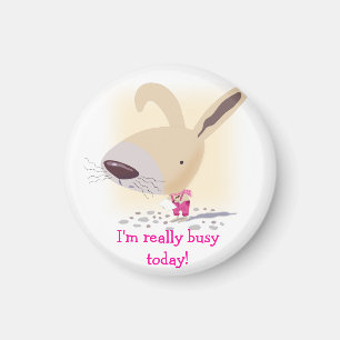 Little Bunny in Rosa Byxor Anpassningsbar Round Ma Magnet
