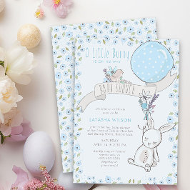 Little Bunny med Balloon Cute Boy Shower Inbjudningar